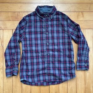 Crewcuts long sleeved blue and red button down shirt size 4/5